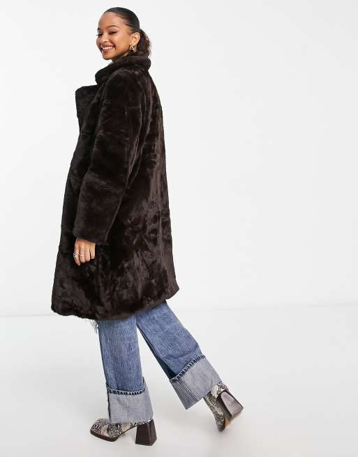 Vero moda black fur on sale coat