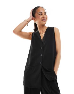Vero Moda Longline Jersey Crepe Vest In Black