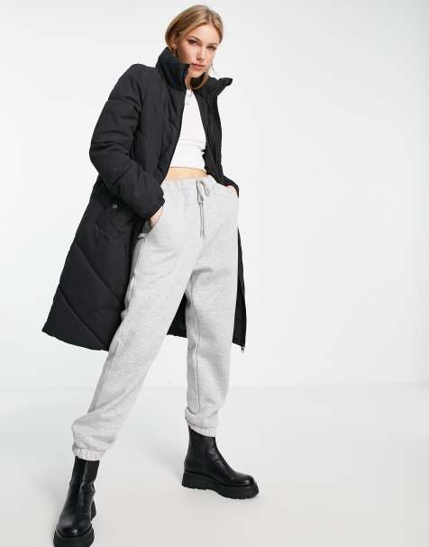 Vero Moda longline padded coat in black - view 1