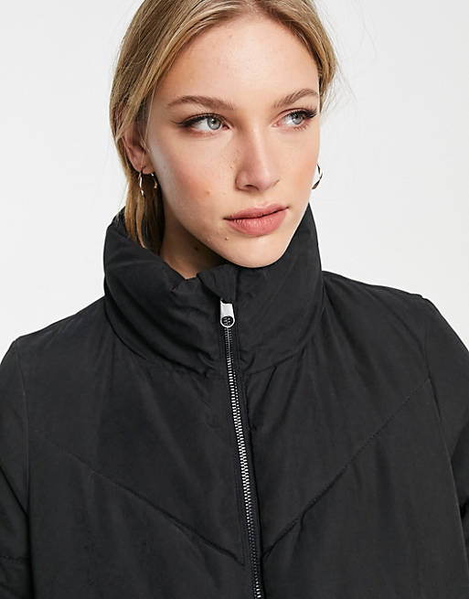 Coats & Jackets Vero Moda longline padded coat in black 