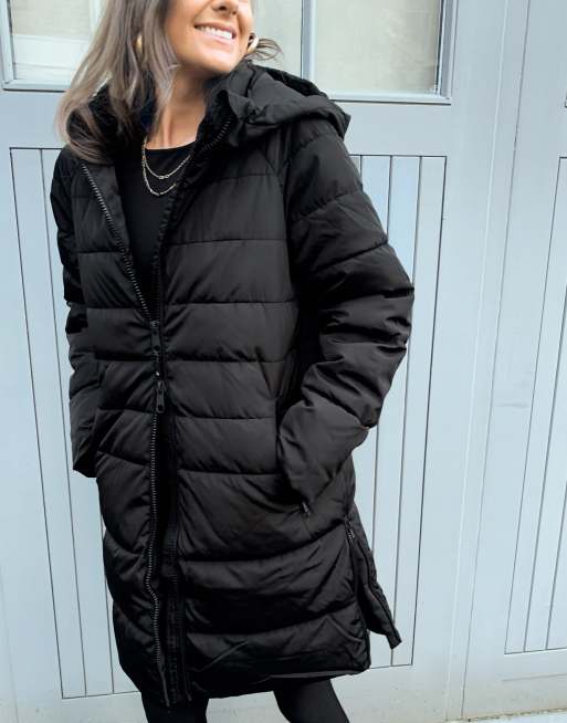 Vero Moda longline padded coat in black