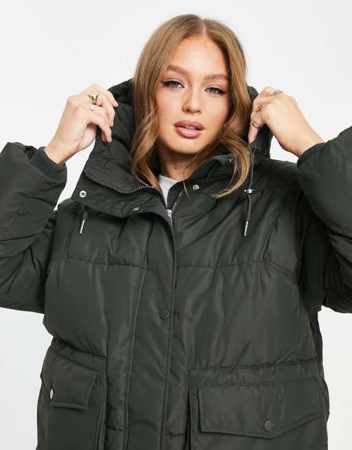 Womens black best sale padded longline coat