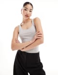 [Vero Moda] Vero Moda longline singlet top in light grey XS Light grey melange