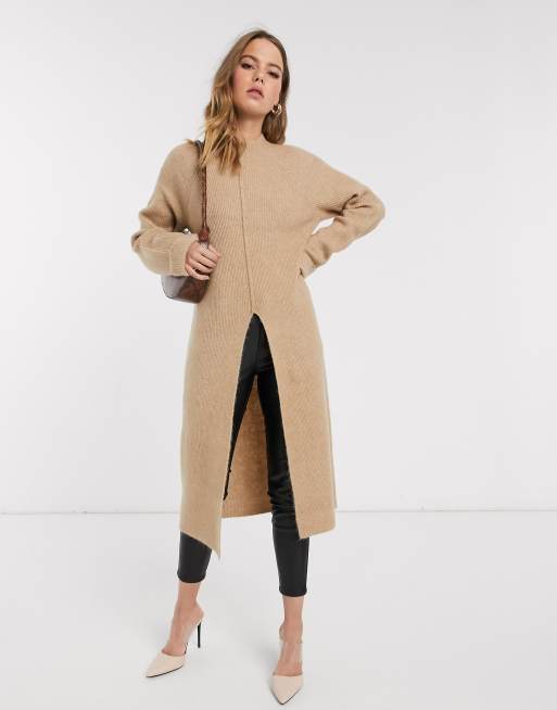 Vero Moda longline sweater with split tan ASOS