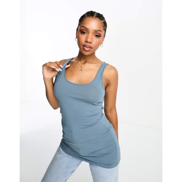 Vero Moda longline tank top in blue