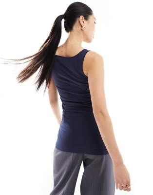 Vero Moda Longline Tank Top In Navy