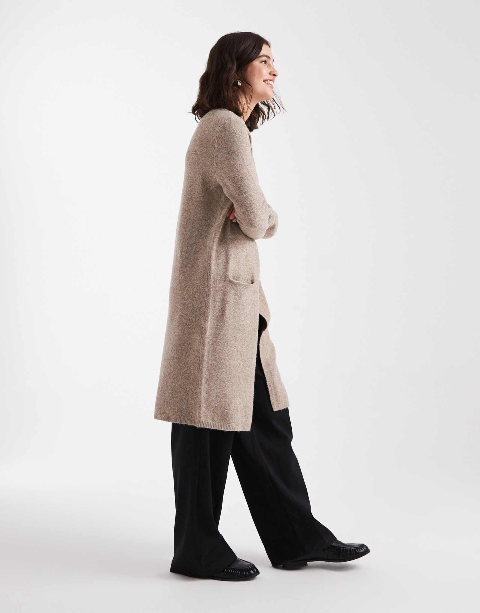 Удлиненный кардиган-накидка Vero Moda из бежевого меланжа
