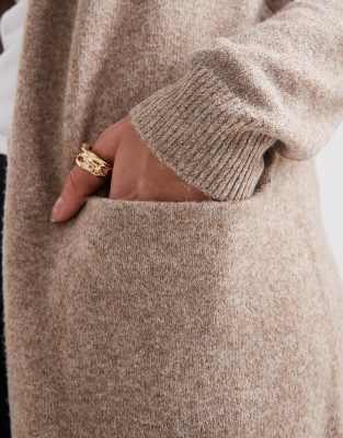 Vero Moda Longline Throw-on Cardigan In Neutral