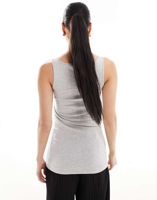 Vero Moda – Longline-Trägertop in Hellgrau, 2 von 4