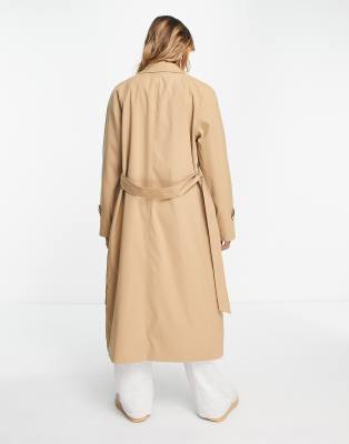 Vero Moda longline belted trench coat in stone