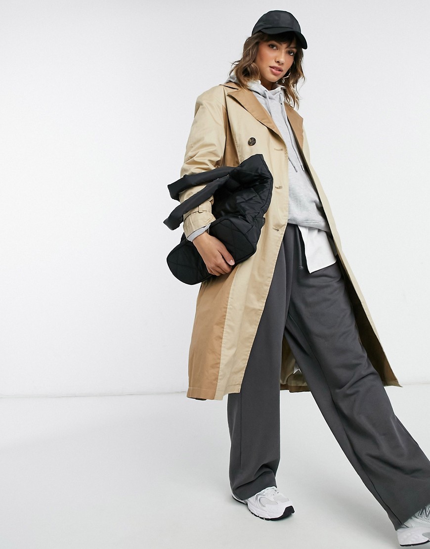 Vero Moda longline trench coat with pannels in beige-Neutral