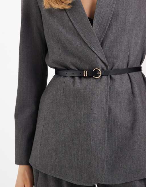 Vero Moda loose fit belted blazer in dark heather gray - part of a set, 2 of 4