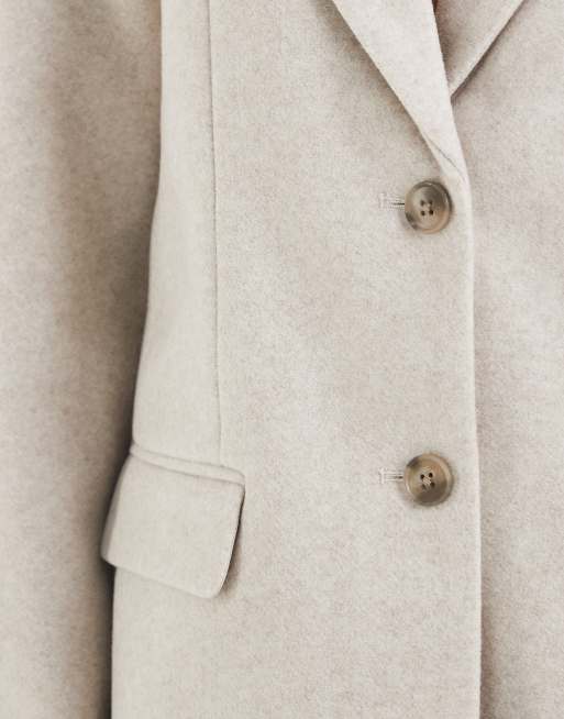 Vero Moda loose fit felt blazer jacket in cream melange, 3 of 4