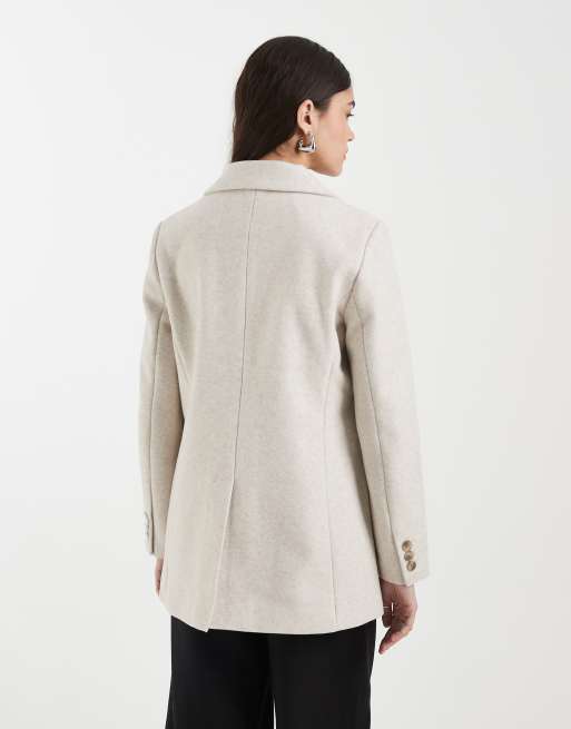 Vero Moda loose fit felt blazer jacket in cream melange, 4 of 4