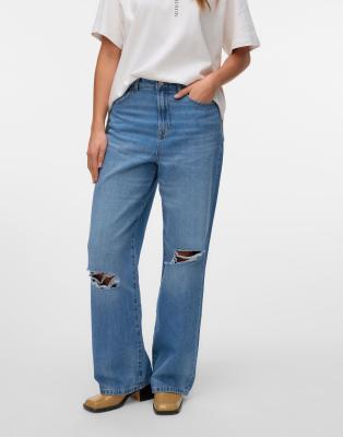 Vero Moda - Loose-Fit-Jeans aus mittelblauem Denim