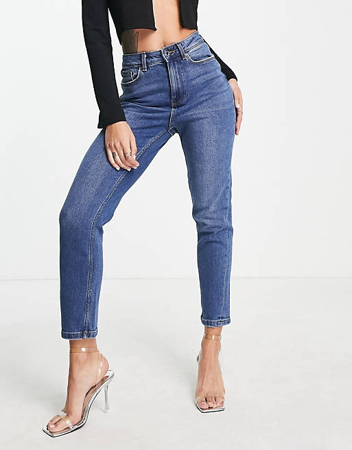 Vero Moda loose fit mom jeans in mid wash blue