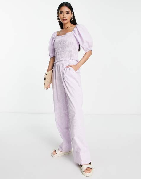 Vero Moda loose leg pants in lilac check - view 1