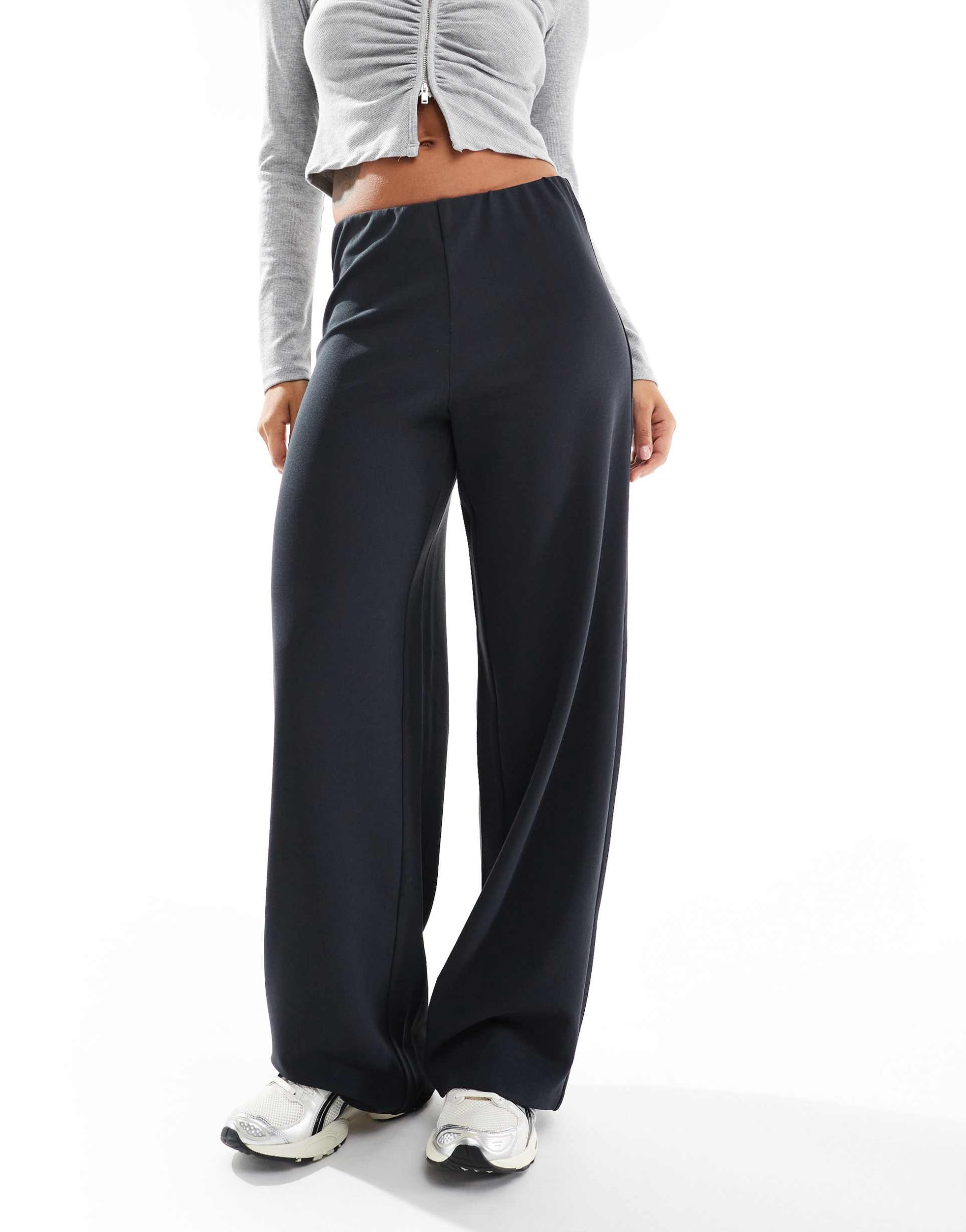 vero moda loose pull on pants in graphite