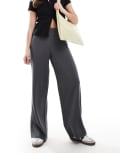 [Vero Moda] Vero Moda loose pull on pants in grey XS Grey pinstripe