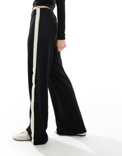 Vero Moda loose pull on pants with side stripe in black ASOS