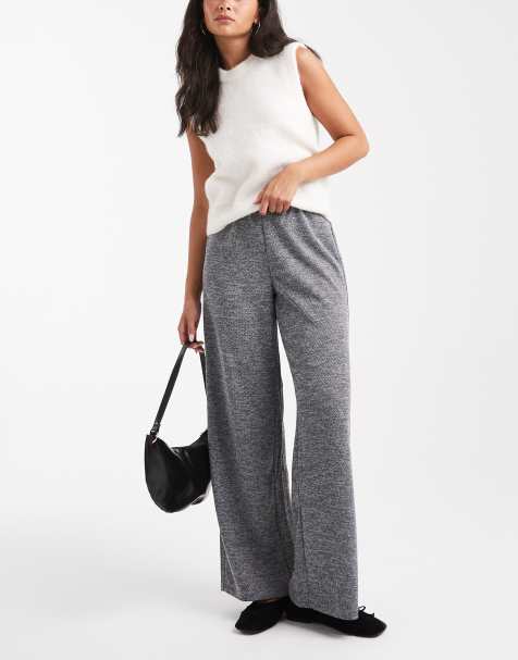 Vero Moda loose pull on trousers in salt and pepper marl - view 1