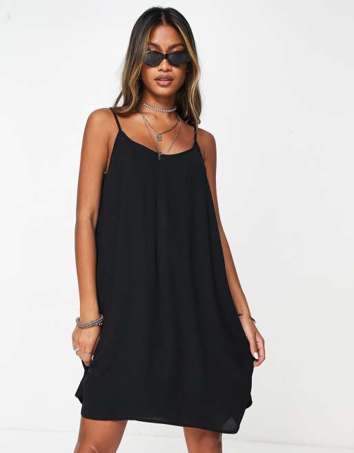 Vero Moda loose strappy midi dress in black