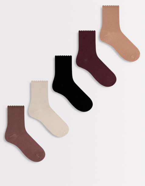 Vero Moda - Lot de 5 paires de chaussettes à bord supérieur festonné - Tons neutres - view 1