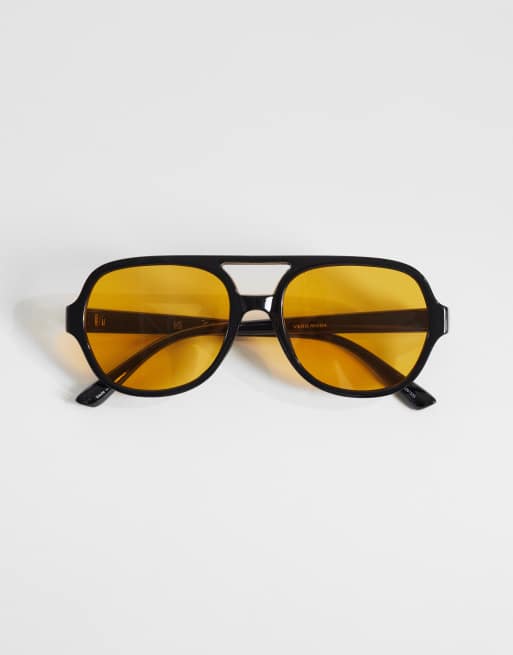 Vero Moda - Lunettes de soleil aviateur rétro à verres orange - Noir, 3 de 3