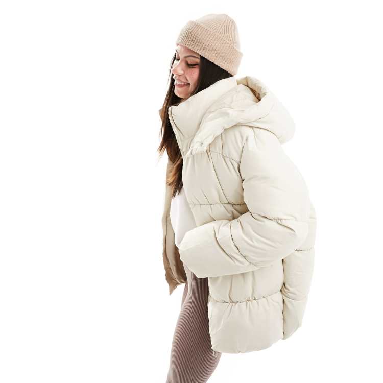 Ladies cream puffer coat sale