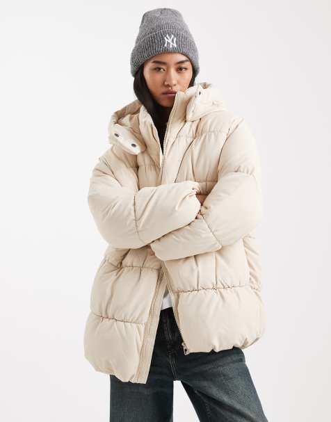 Vero Moda Luxe oversized puffer coat in cream - view 1