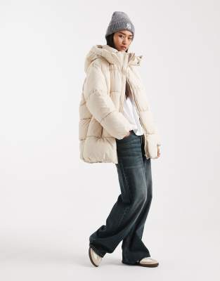 Vero Moda Luxe Oversized Puffer Coat In Neutral