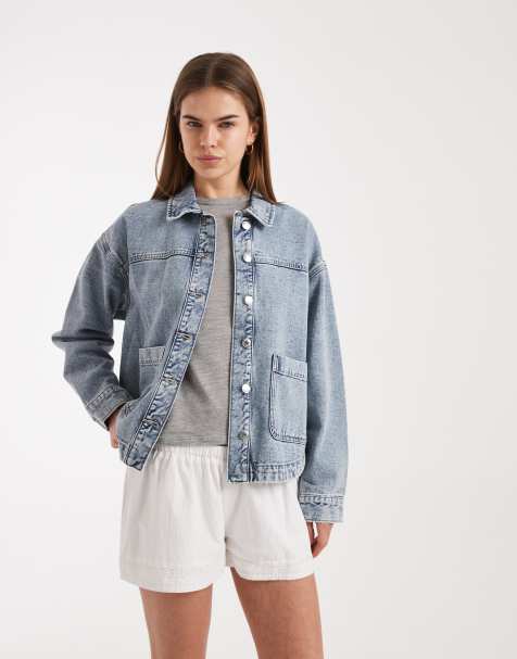Vero Moda - Lyseblå forvasket skjortejakke i denim med forlommer - view 1