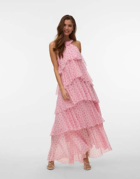 Vero Moda - Lyserød lagdelt maxikjole med småblomstret print - view 1