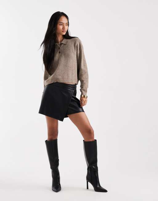 Vero Moda - Maglione color visone con colletto stile polo e bottoni, 2 di 4