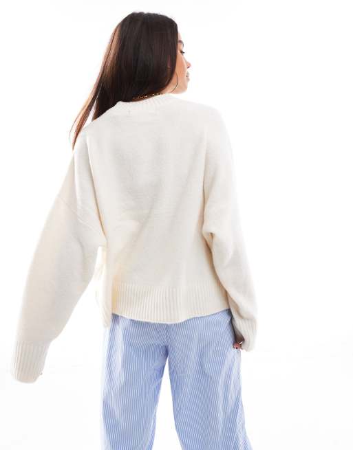 Vero Moda - Maglione crema con scollo circolare morbido, 4 di 4