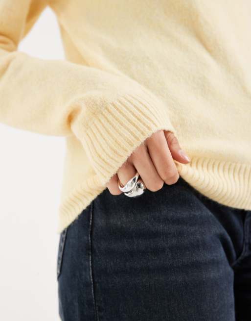Vero Moda - Maglione lavorato con scollo rotondo giallo oro mélange, 2 di 4