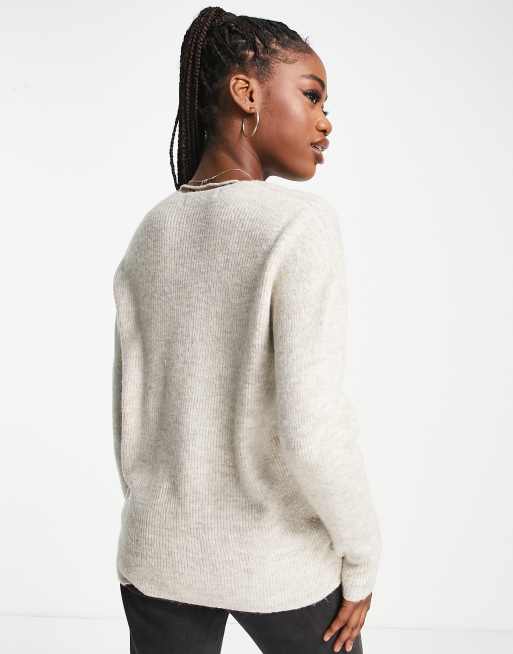 Vero Moda - Maglione leggero color panna con scollo a V, 4 di 4
