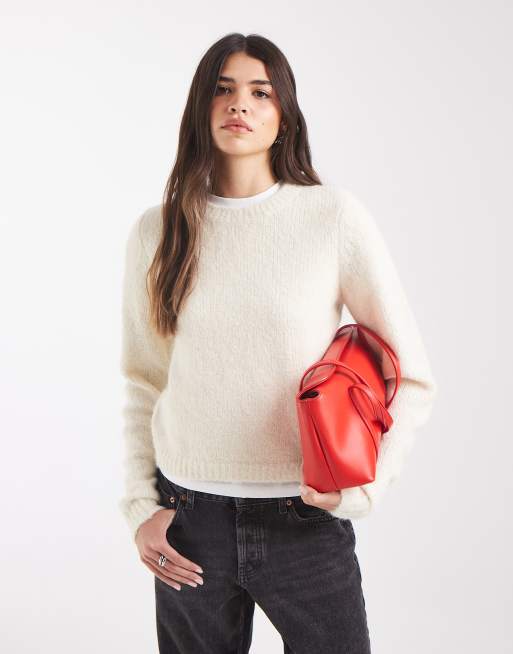 Vero Moda maglione morbido e soffice con scollo rotondo color crema, 3 di 4