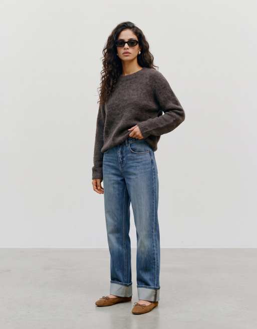Vero Moda maglione morbido e soffice in maglia con scollo rotondo color marrone cioccolato, 3 di 5