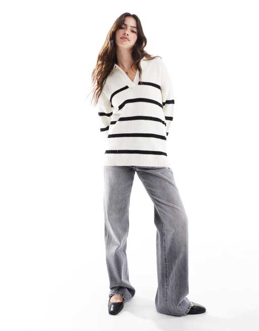 CUPSHE Maglione da donna con scollo a V, a maniche
