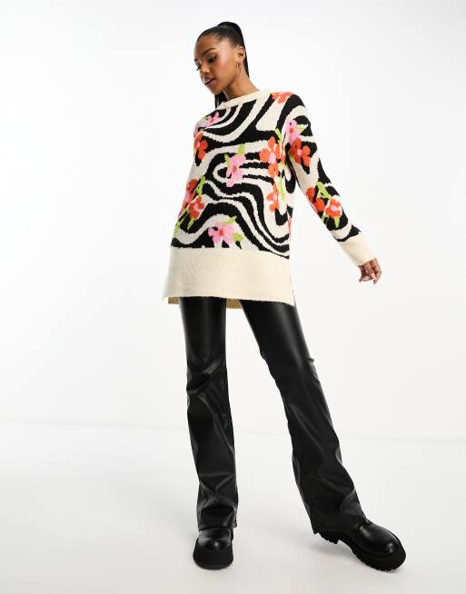 Vero Moda Maglione oversize multicolore con stampa astratta