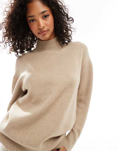 Vero Moda - Maglione oversize premium beige con collo alto - view 1