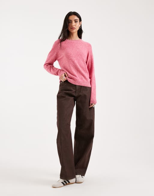 Vero Moda - Maglione rosa mélange con scollo rotondo, 4 di 4