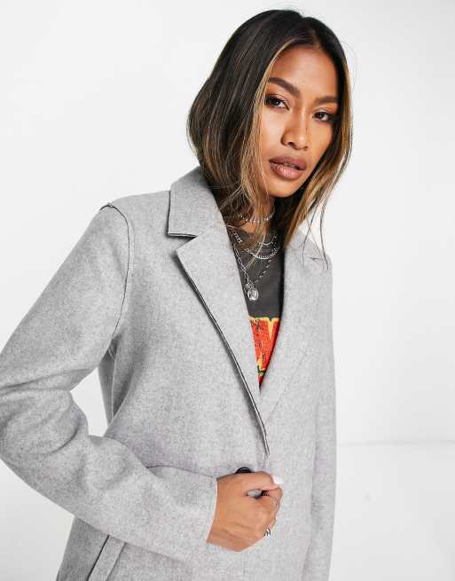 Vero Moda Manteau a boutonnage simple Gris ASOS