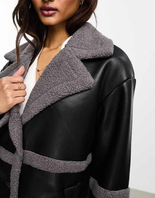 Manteau imitation peau de best sale mouton noir