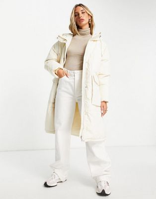 Manteaux et vestes Vero Moda - Manteau matelassé long avec taille élastique - Crème
