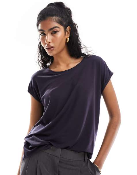 Vero Moda – Marinblå t-shirt med rund halsringning - view 1