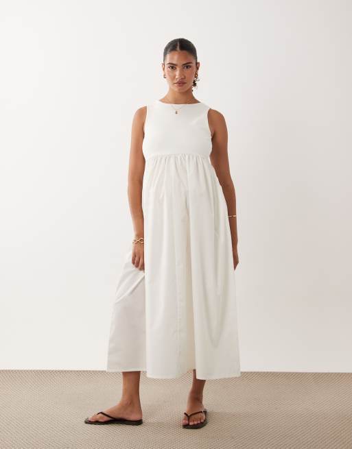 Vero Moda Maternity ärmelloses Midikleid mit gewebtem Rock in Weiß, 2 von 4