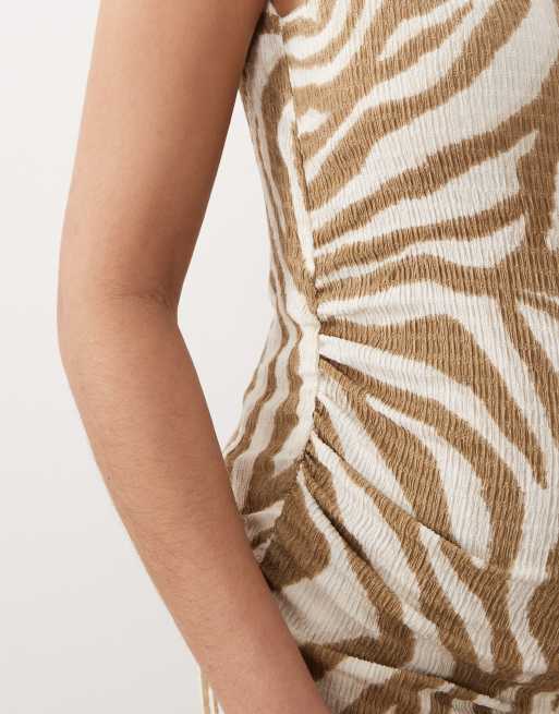 Vero Moda Maternity – Björkvit, abstrakt mönstrad, ärmlös topp med rynkning i jersey, del av set, 4 av 4
