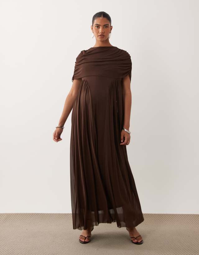 brown dress maternity Vero Moda - Maxi - Women - Polyester/Spandex - XS A-Line Pleated Knit Mini Hough dazzles Ruched detailing at the Color:pink/white